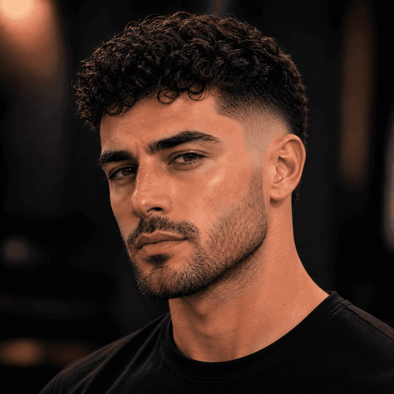 Burst Fade Curly Top